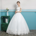 Elegant bateau neckline floor length Ball gown dress korea wedding dresses for fat woman